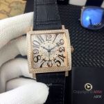 Replica Franck Muller Master Square Automatic Watch Rose Gold Diamond Arabic Dial
